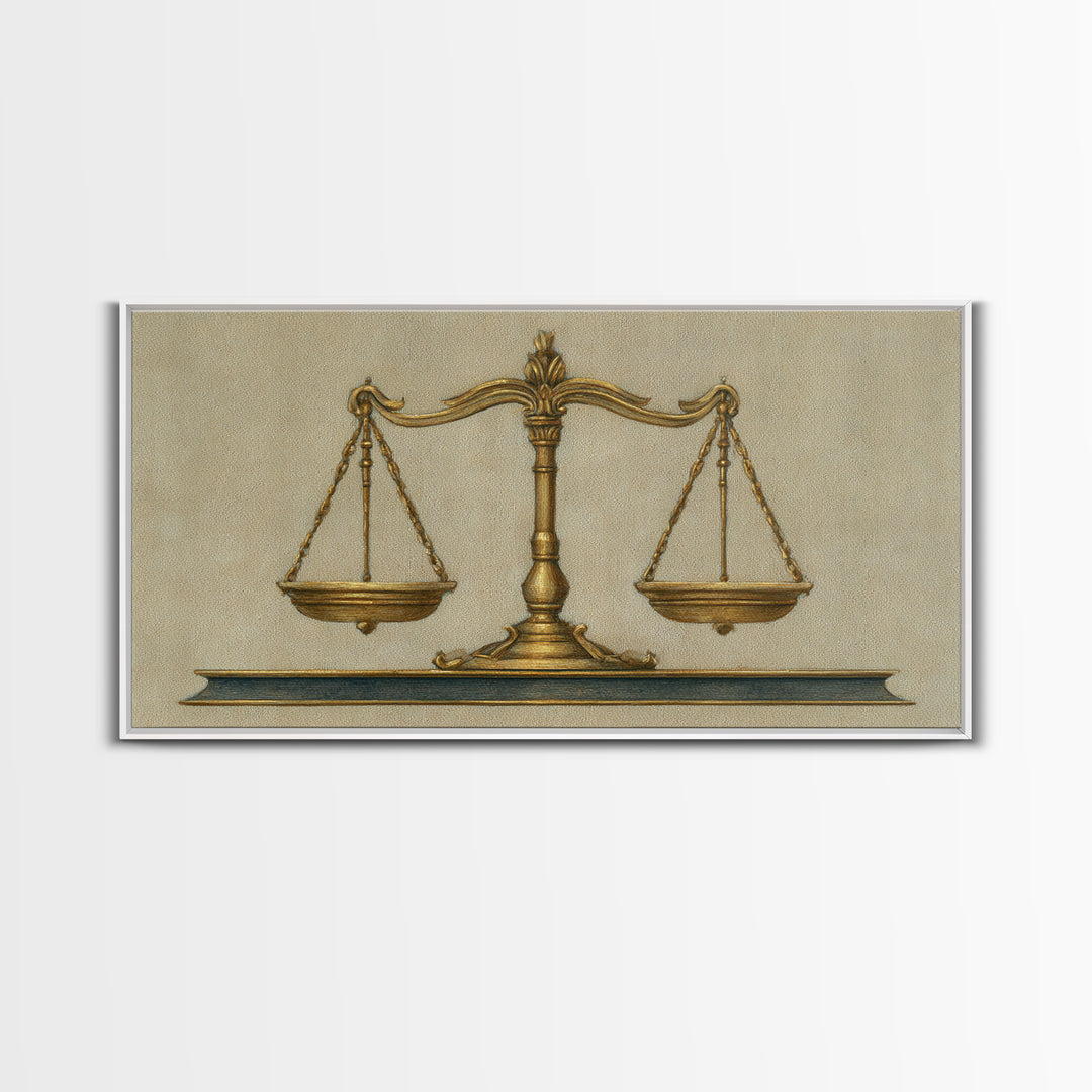 Classical Scales of Justice Canvas Print, Law Office Art, Printable, Office Decor, Fine Art, Counsel, Modern Wall Decor, LOA-2x1-69