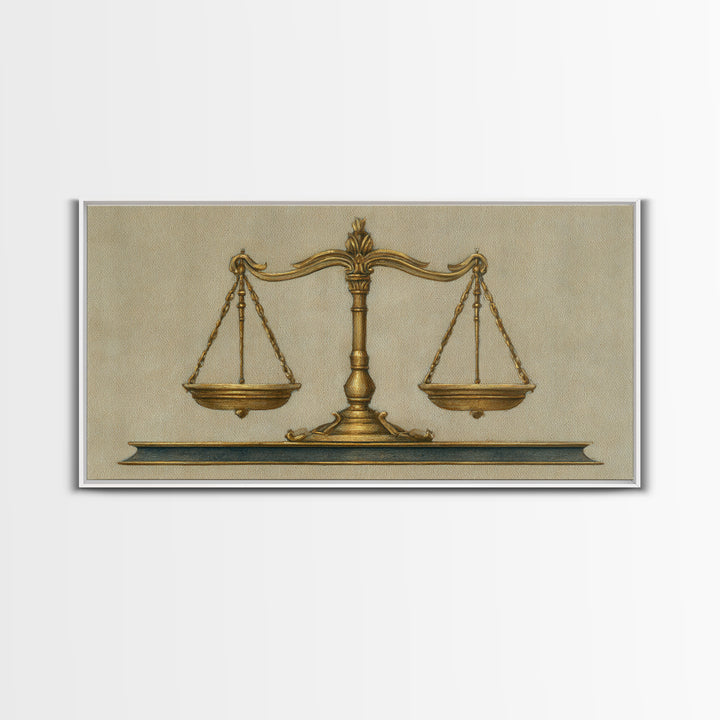 Classical Scales of Justice Canvas Print, Law Office Art, Printable, Office Decor, Fine Art, Counsel, Modern Wall Decor, LOA-2x1-69