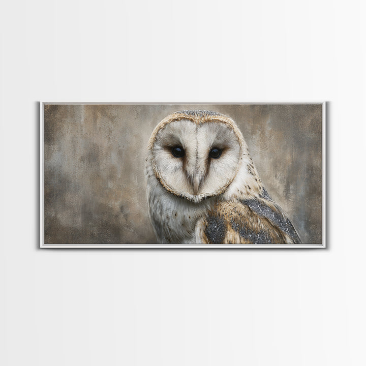 Owl Portrait Representing Wisdom Framed Canvas Print, Law Office Art, Decor, Office Decor, Fine Art, Counsel, Bookish Wall Art, LOA-2x1-85