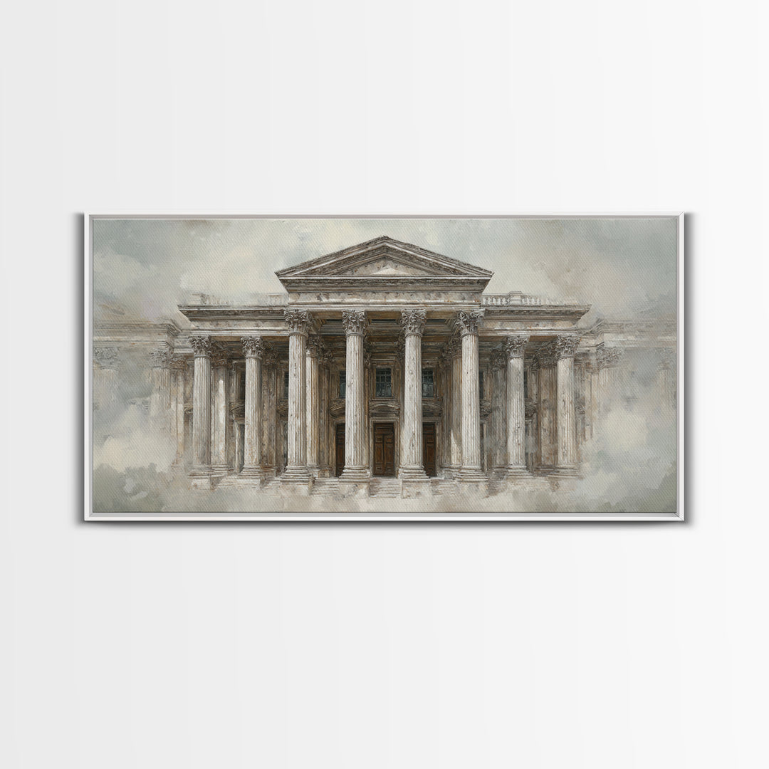 Marble Courthouse Column Study Without Building Scene Canvas Print, Law Office Art, Teen Girl Room Decor, Office Decor, Counsel, LOA-2x1-95