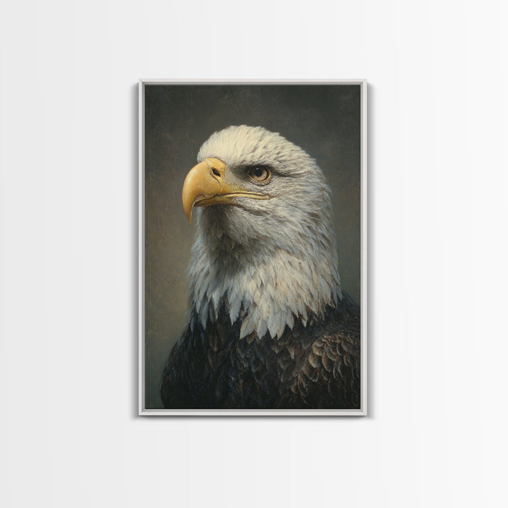 Eagle Portrait with Solemn Presence Canvas Print, Law Office Art, Modern Decor, Office Decor, Oil Painting, Counsel, Wall Decor, LOA-2x3-14