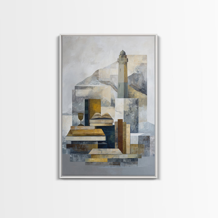 Stormy Landscape with Lighthouse as Guidance Metaphor Framed Canvas Print, Law Office Art, Law, Office Decor, Fine Art, Counsel, LOA-2x3-19
