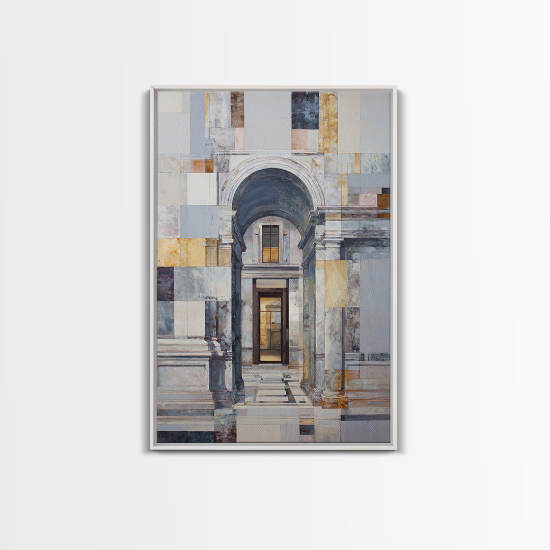 Architectural Arch and Column Abstraction Framed Canvas Print, Law Office Art, Statement Artwork, Office Decor, Counsel, LOA-2x3-22