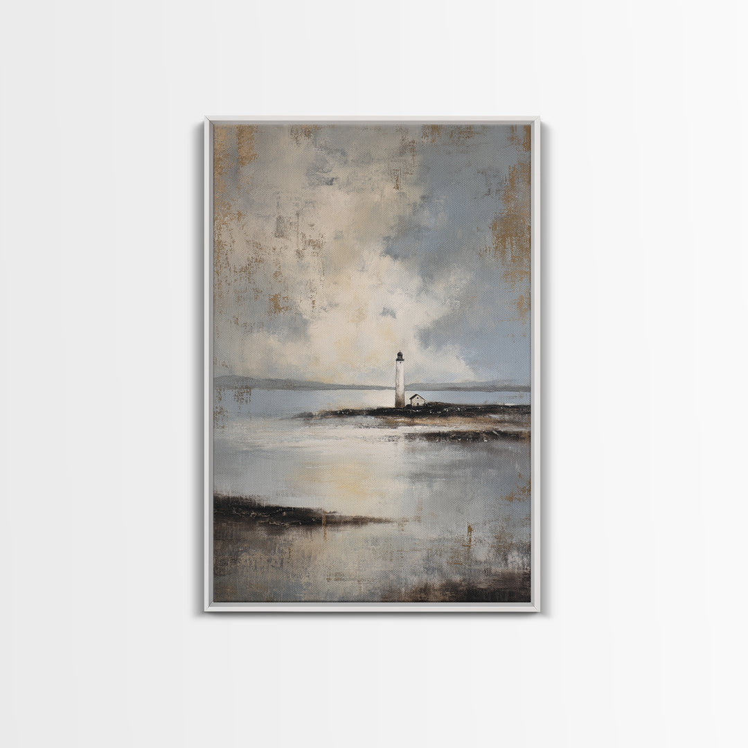 Stormy Landscape with Lighthouse as Guidance Metaphor Canvas Print, Law Office Art, Neutral Decor, Office Decor, Counsel, LOA-2x3-43