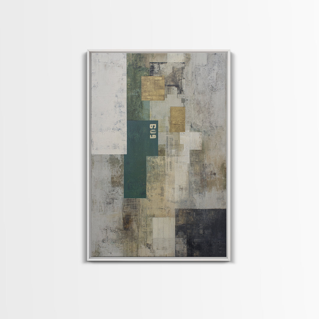 Deep Green and Walnut Toned Abstract Framed Canvas Print, Law Office Art, Contemporary Art, Office Decor, Abstract Art, Counsel, LOA-2x3-53