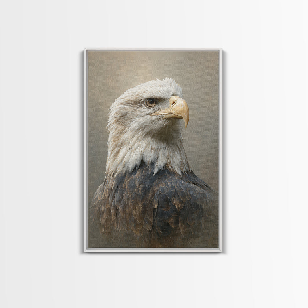 Eagle Portrait with Solemn Presence Canvas Print, Law Office Art, Wall Art, Office Decor, Fine Art, Counsel, Office Wall Decor, LOA-2x3-62