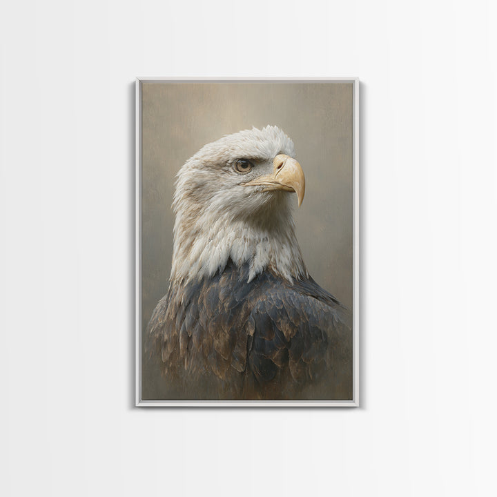 Eagle Portrait with Solemn Presence Canvas Print, Law Office Art, Wall Art, Office Decor, Fine Art, Counsel, Office Wall Decor, LOA-2x3-62