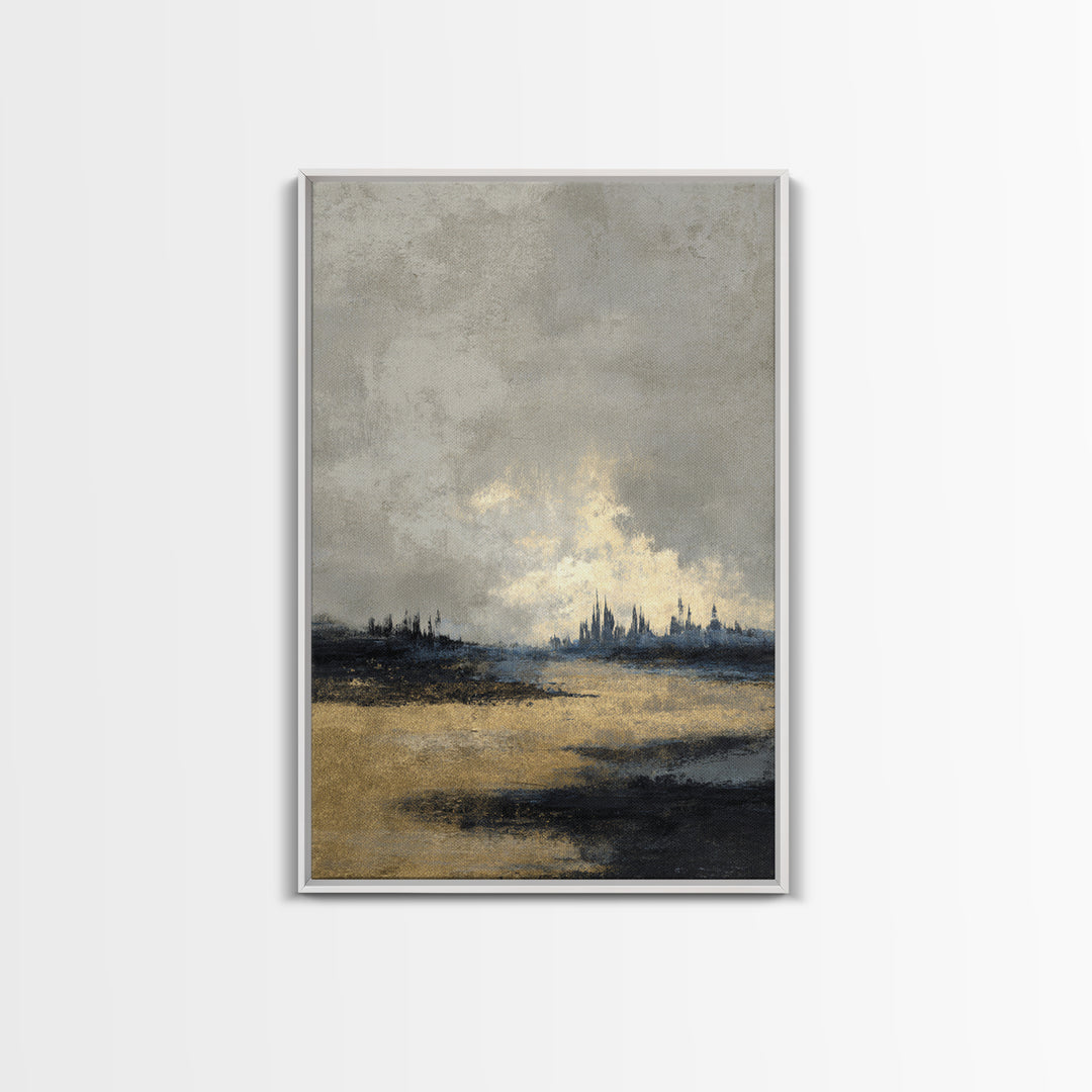 Quiet City Skyline Framed Canvas Print, Law Office Art, Minimalist Decor, Office Decor, Fine Art, Counsel, Poster Print, LOA-2x3-68