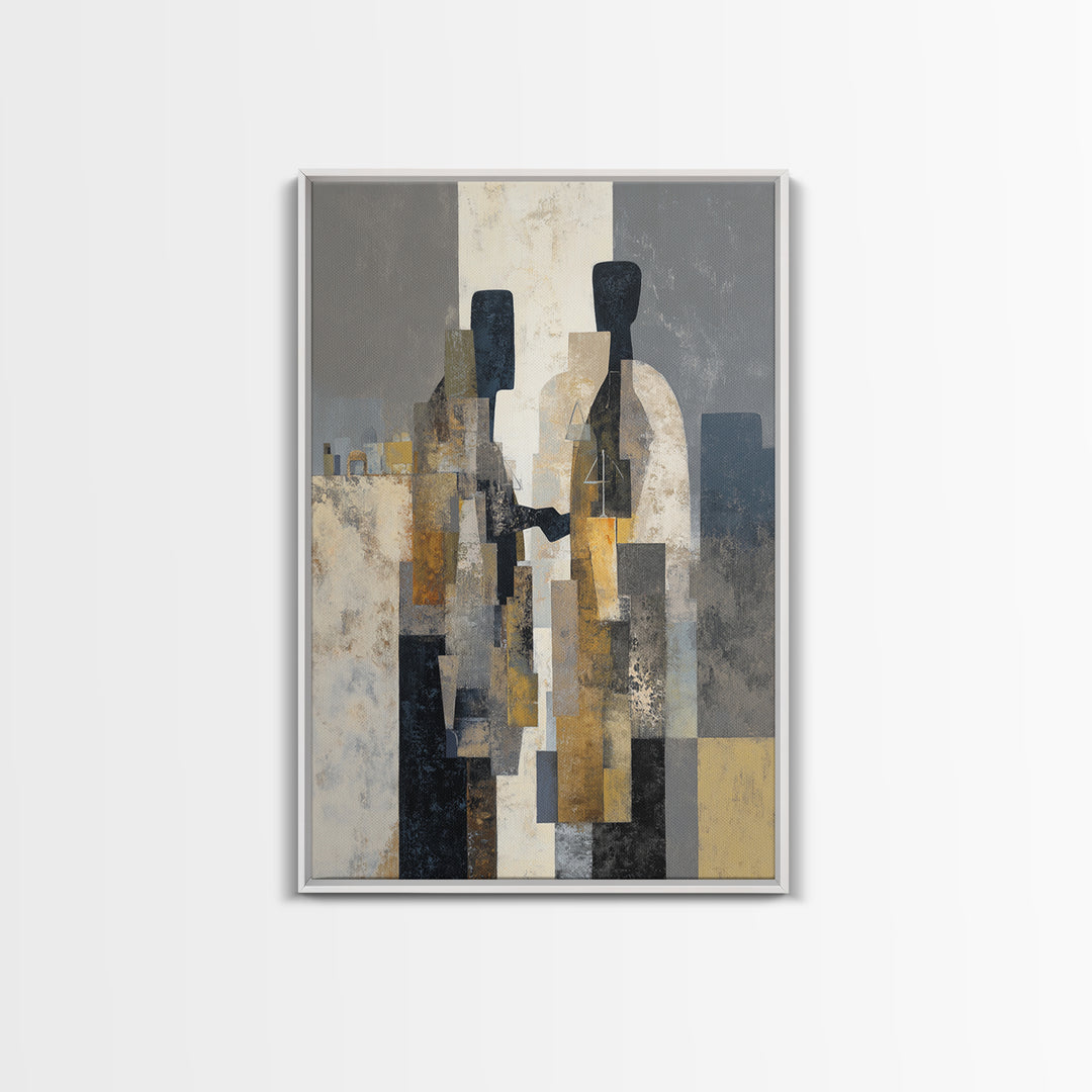 Diplomatic Handshake Silhouette Framed Canvas Print, Law Office Art, Room Decor, Office Decor, Abstract Art, Counsel, LOA-2x3-75