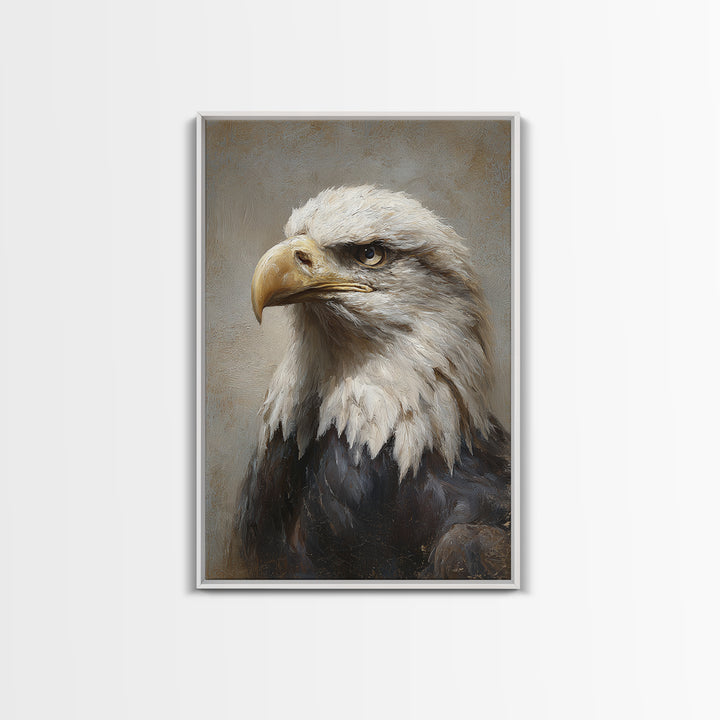 Eagle Portrait with Solemn Presence Canvas Print, Law Office Art, Wall Art, Office Decor, Fine Art, Counsel, Office Wall Decor, LOA-2x3-86
