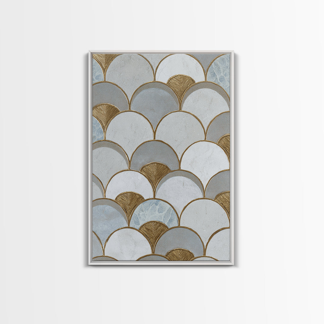 Minimal Line Drawing of Scales and Laurel Framed Canvas Print, Law Office Art, Wall Decor, Office Decor, Fine Art, Counsel, LOA-2x3-90