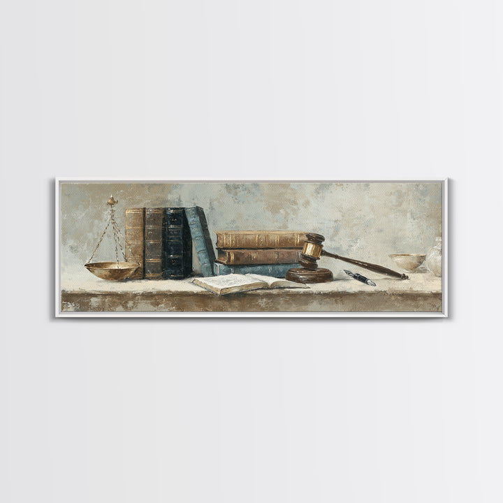 Dignified Law Books and Fountain Pen Still Canvas Print, Law Office Art, Canvas Print, Office Decor, Fine Art, Counsel, LOA-3x1-42