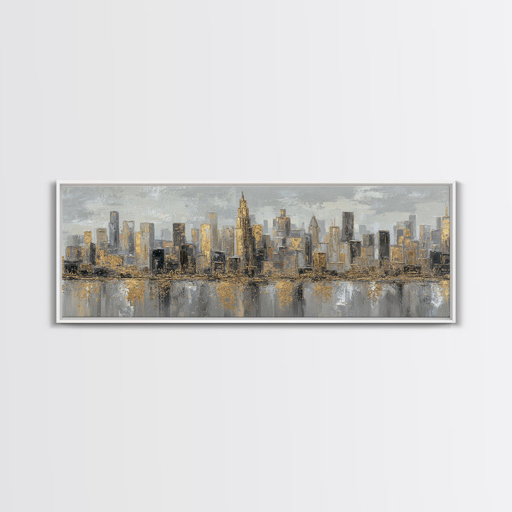 Quiet City Skyline Framed Canvas Print, Law Office Art, Luxury Decor, Office Decor, Fine Art, Counsel, Printable Art, LOA-3x1-52