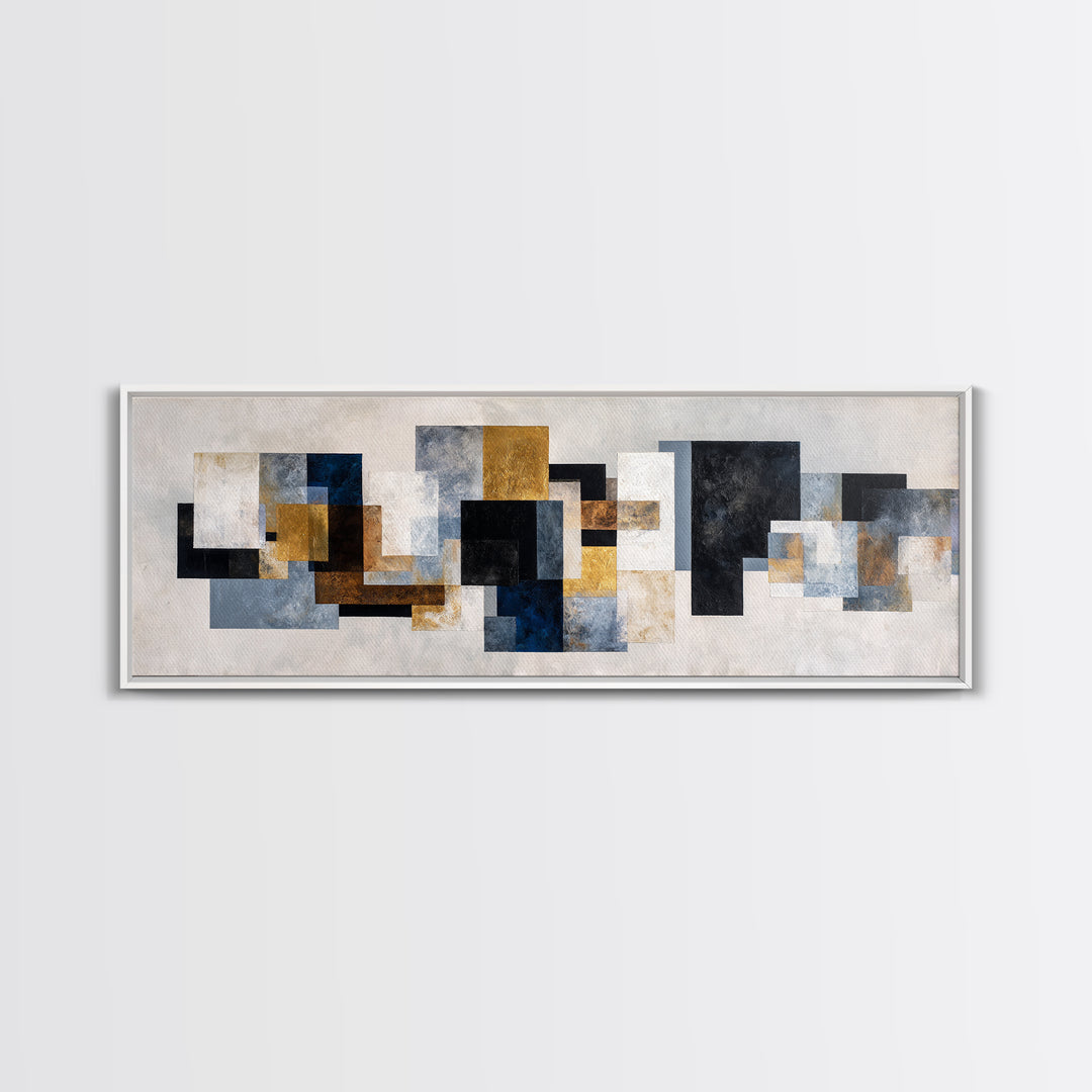 Abstract Navy and Gold Composition for Authority Canvas Print, Law Office Art, Decor, Office Decor, Fine Art, Counsel, LOA-3x1-92