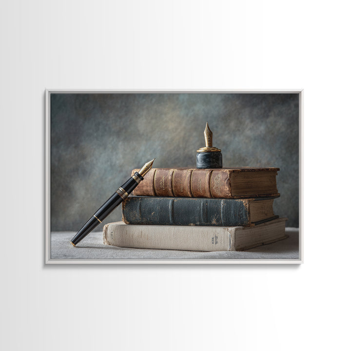Dignified Law Books and Fountain Pen Still Canvas Print, Law Office Art, Poster Print, Office Decor, Fine Art, Counsel, LOA-3x2-30