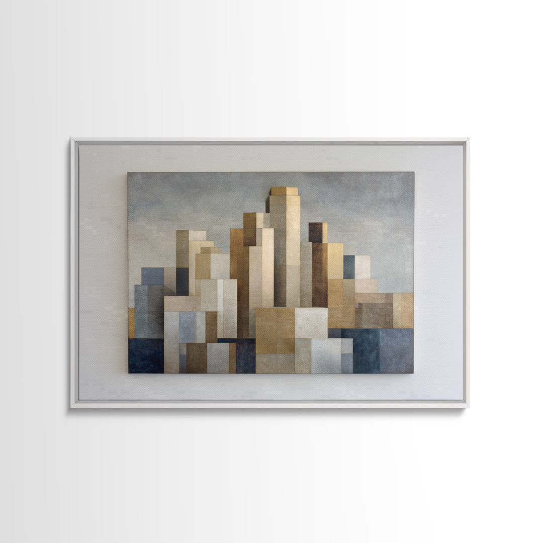 Quiet City Skyline Framed Canvas Print, Law Office Art, Canvas Print, Office Decor, Abstract Art, Counsel, Butterfly Art, LOA-3x2-40