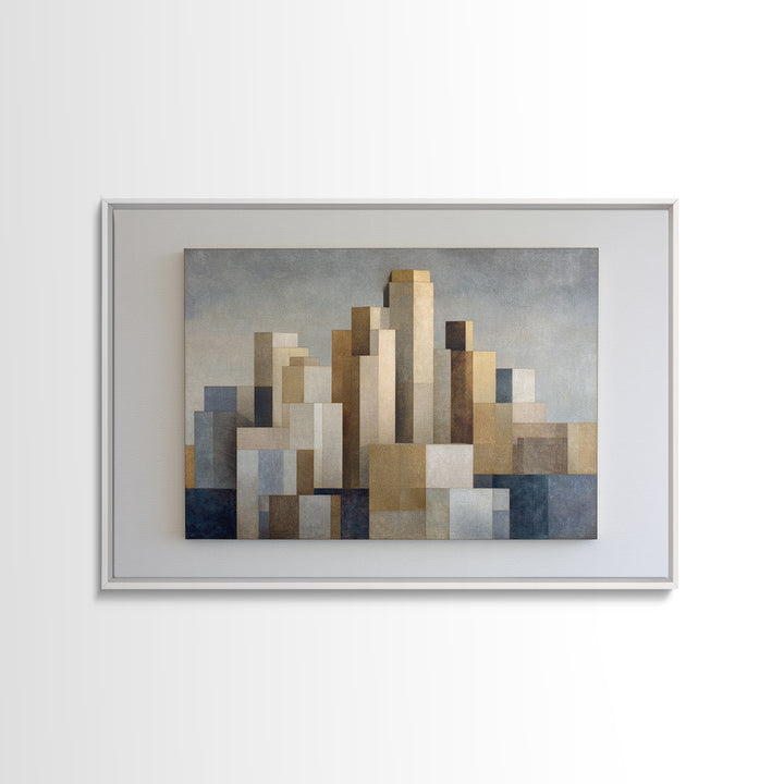 Quiet City Skyline Framed Canvas Print, Law Office Art, Canvas Print, Office Decor, Abstract Art, Counsel, Butterfly Art, LOA-3x2-40