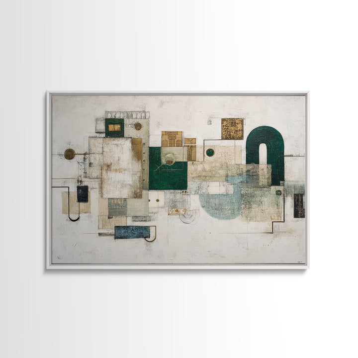 Deep Green and Walnut Toned Abstract Canvas Print, Law Office Art, Gifts for Lawyers, Office Decor, Fine Art, Counsel, LOA-3x2-49