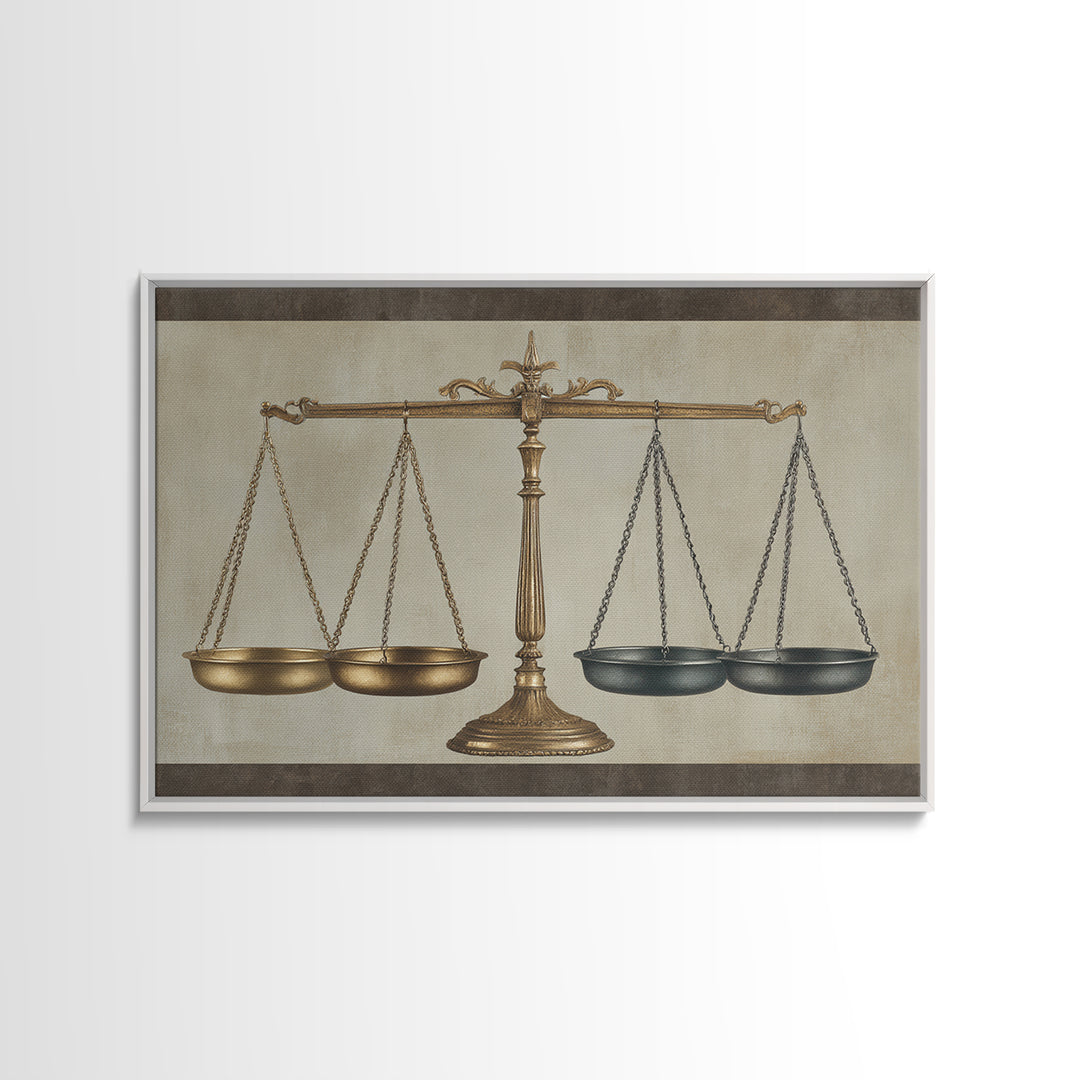 Classical Scales of Justice Canvas Print, Law Office Art, Modern Wall Decor, Office Decor, Fine Art, Counsel, Law School Gifts, LOA-3x2-53
