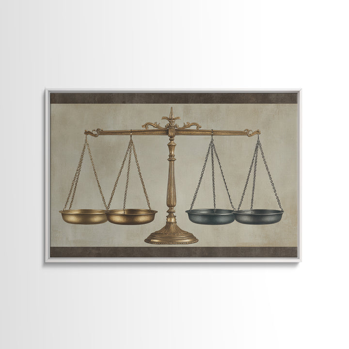 Classical Scales of Justice Canvas Print, Law Office Art, Modern Wall Decor, Office Decor, Fine Art, Counsel, Law School Gifts, LOA-3x2-53