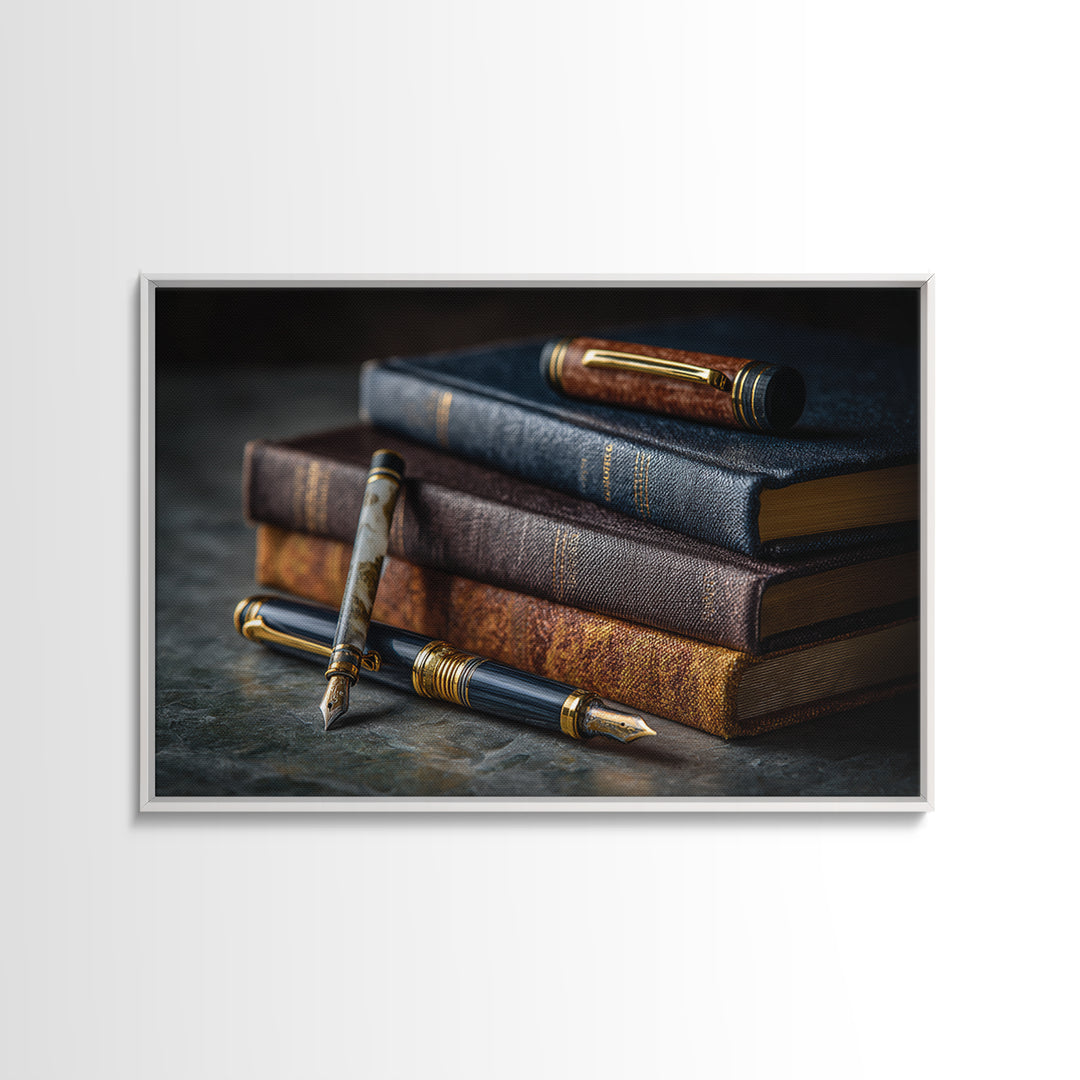Dignified Law Books and Fountain Pen Still Canvas Print, Law Office Art, Poster Print, Office Decor, Fine Art, Counsel, LOA-3x2-54