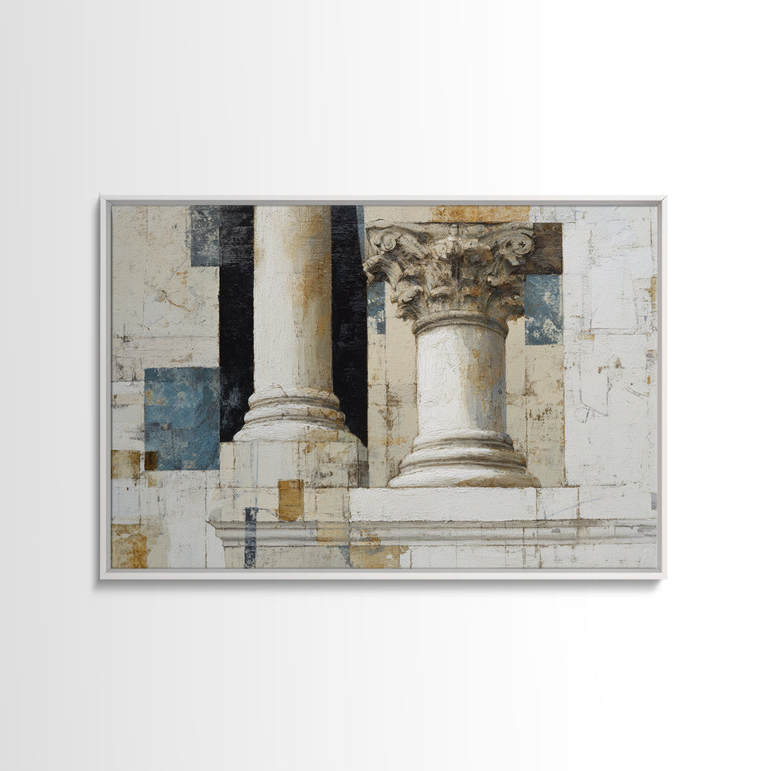Marble Courthouse Column Study Without Building Scene Canvas Print, Law Office Art, Boho Decor, Office Decor, Counsel, LOA-3x2-55