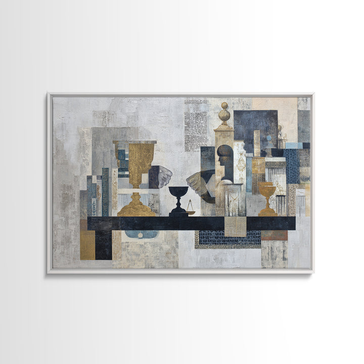 Diplomatic Handshake Silhouette Framed Canvas Print, Law Office Art, Office, Office Decor, Abstract Art, Counsel, LOA-3x2-71
