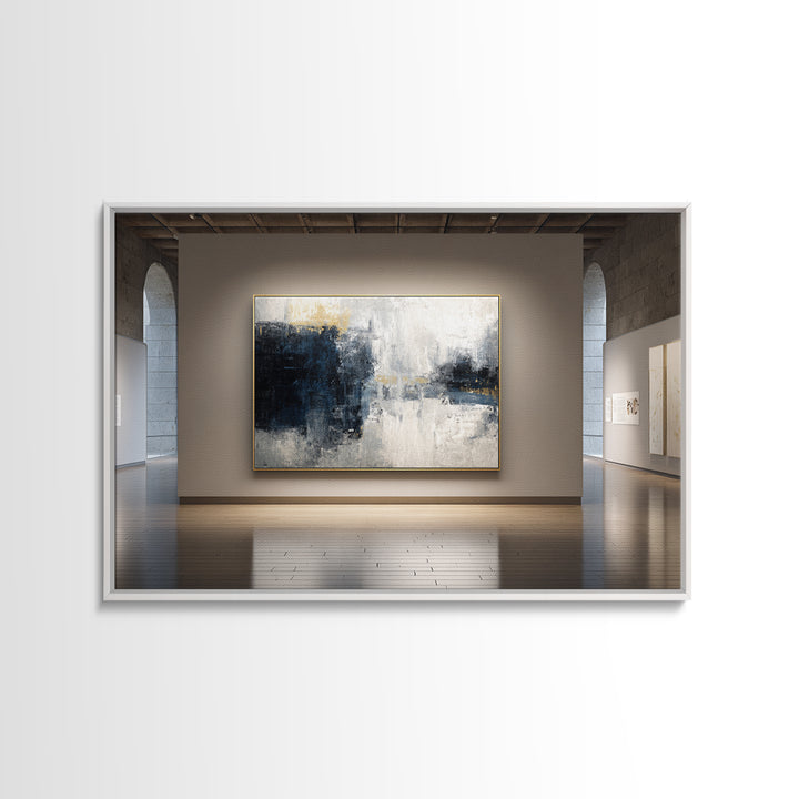 Abstract Navy and Gold Composition for Authority Framed Canvas Print, Law Office Art, Law School, Office Decor, Abstract Art, LOA-3x2-80
