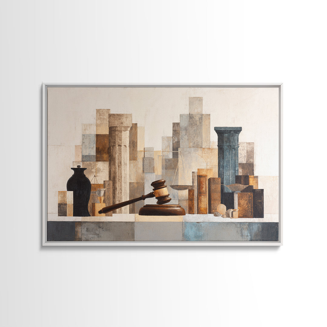 Classic Gavel Still Life Canvas Print, Law Office Art, Lawyer, Office Decor, Oil Painting, Counsel, Neutral Decor, Modern Decor, LOA-3x2-89