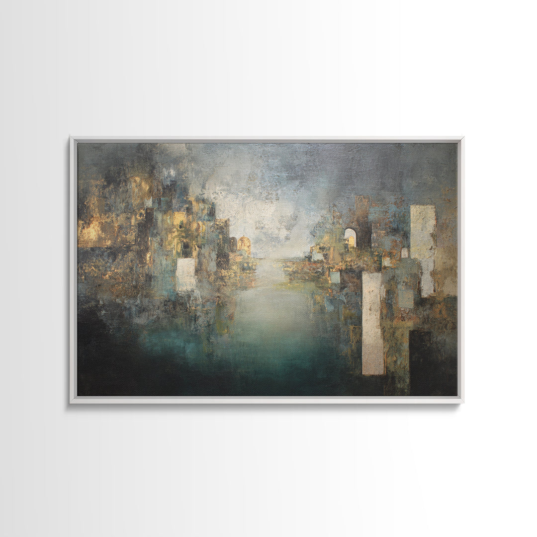 Deep Green and Walnut Toned Abstract Framed Canvas Print, Law Office Art, Butterfly Art, Office Decor, Abstract Art, Counsel, LOA-3x2-97