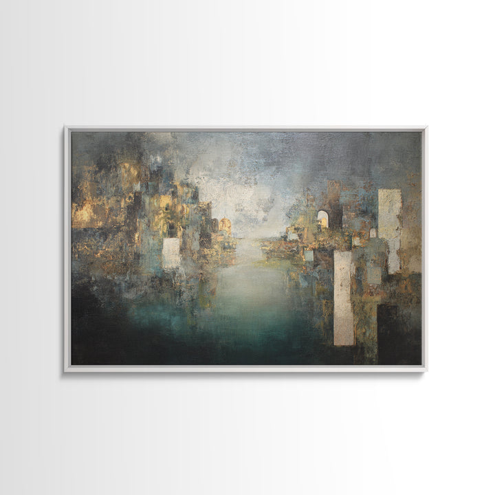 Deep Green and Walnut Toned Abstract Framed Canvas Print, Law Office Art, Butterfly Art, Office Decor, Abstract Art, Counsel, LOA-3x2-97
