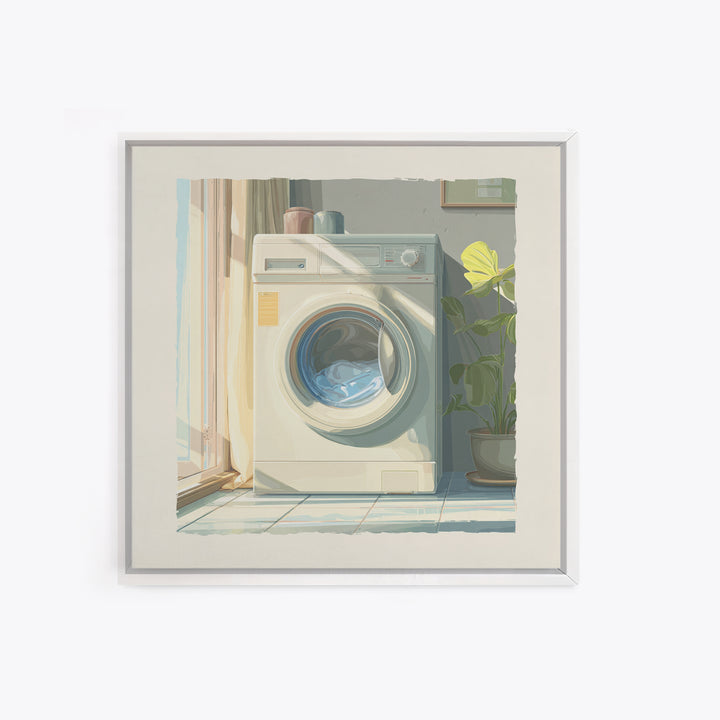 Washing Machine Icon Graphic Without Text Canvas Print, Laundry Room Art, Custom Wall Art, Living Room Decor, Fine Art, Clean, LRA-1x1-10