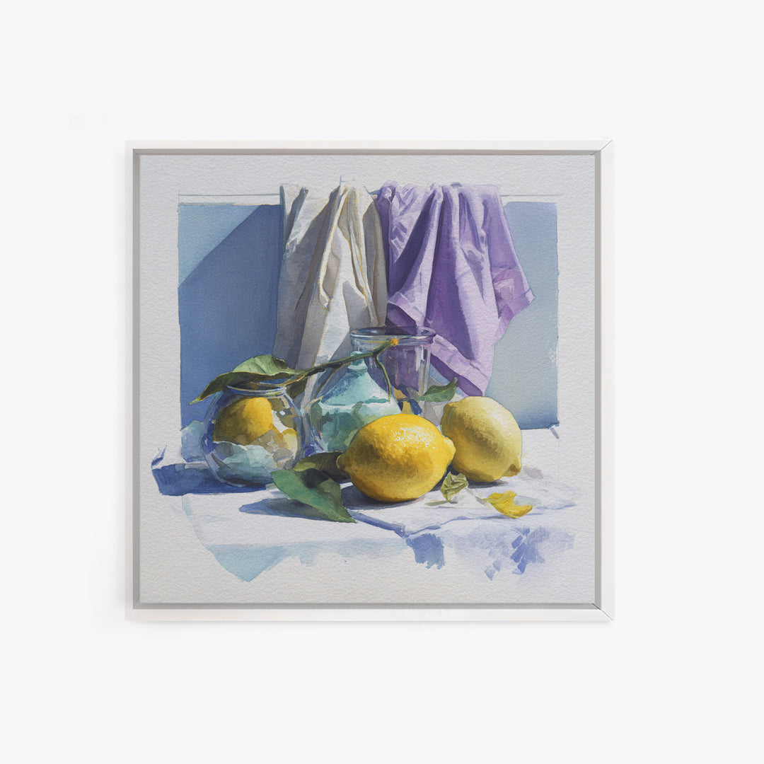 Lemon and Clean Linen Still Life Canvas Print, Laundry Room Art, Printable Art, Living Room Decor, Clean, Whimsical Art, LRA-1x1-3