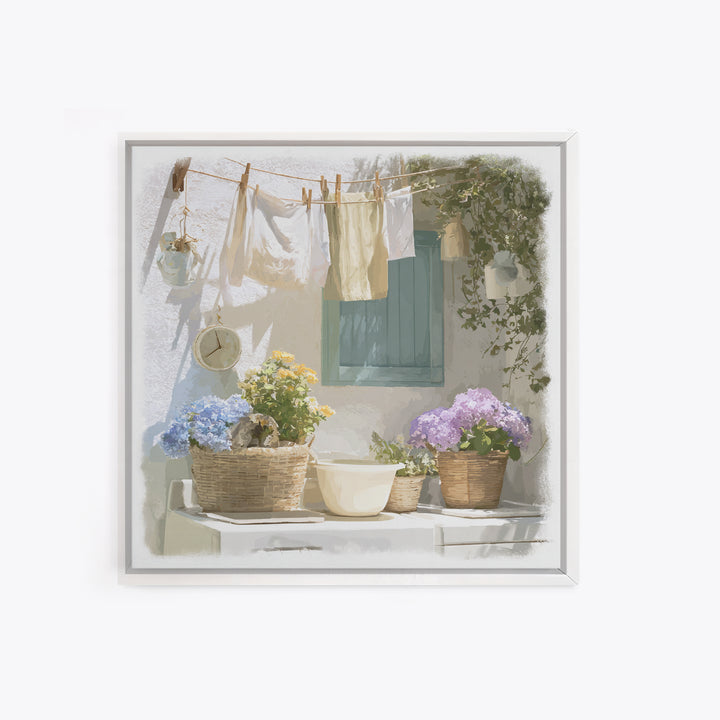 Farmhouse Laundry Sign Ornament Without Words Canvas Print, Laundry Room Art, Minimalist Wall Art, Living Room Decor, Clean, LRA-1x1-43