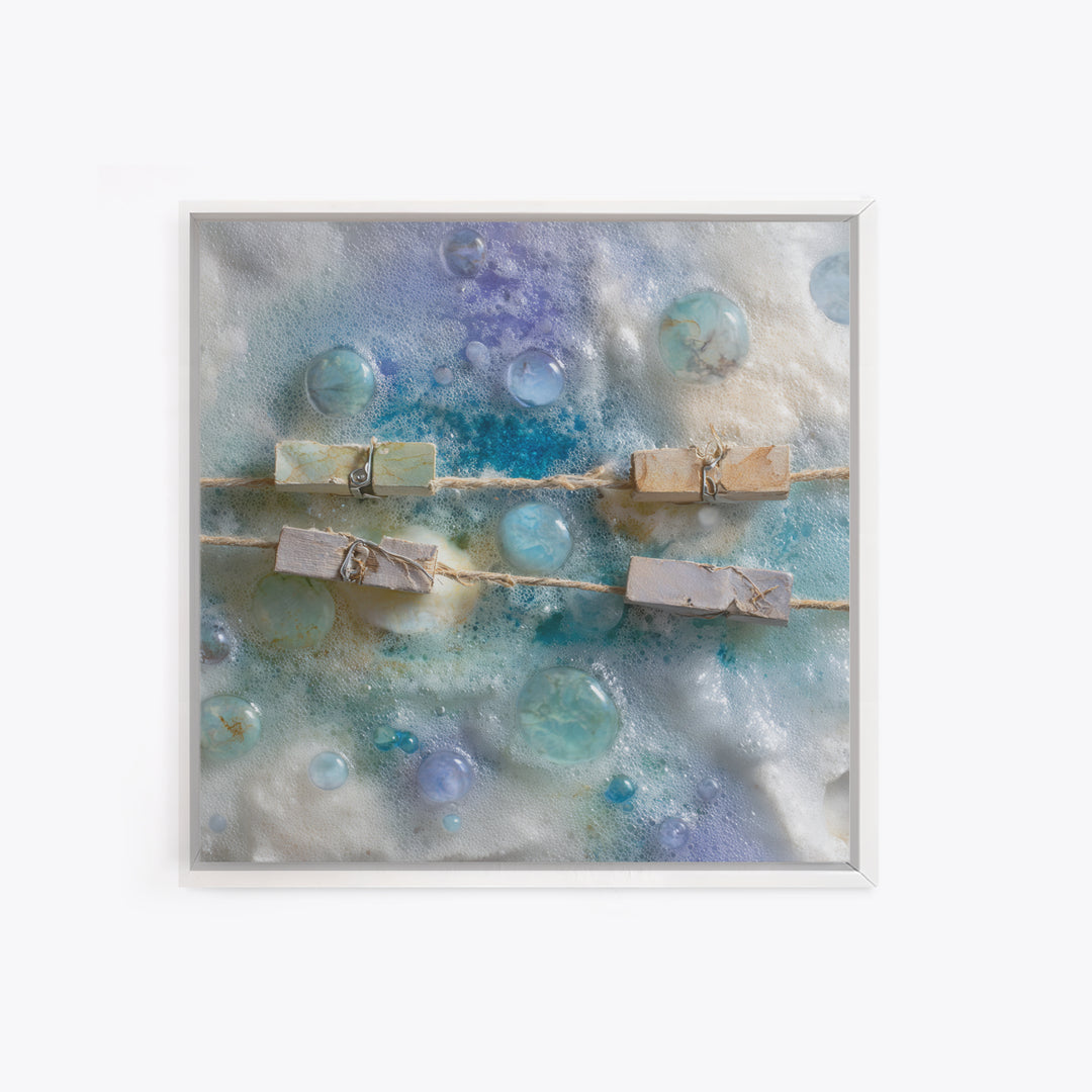 Abstract Suds and Bubbles Framed Canvas Print, Laundry Room Art, Downloadable Art, Living Room Decor, Fine Art, Clean, LRA-1x1-46