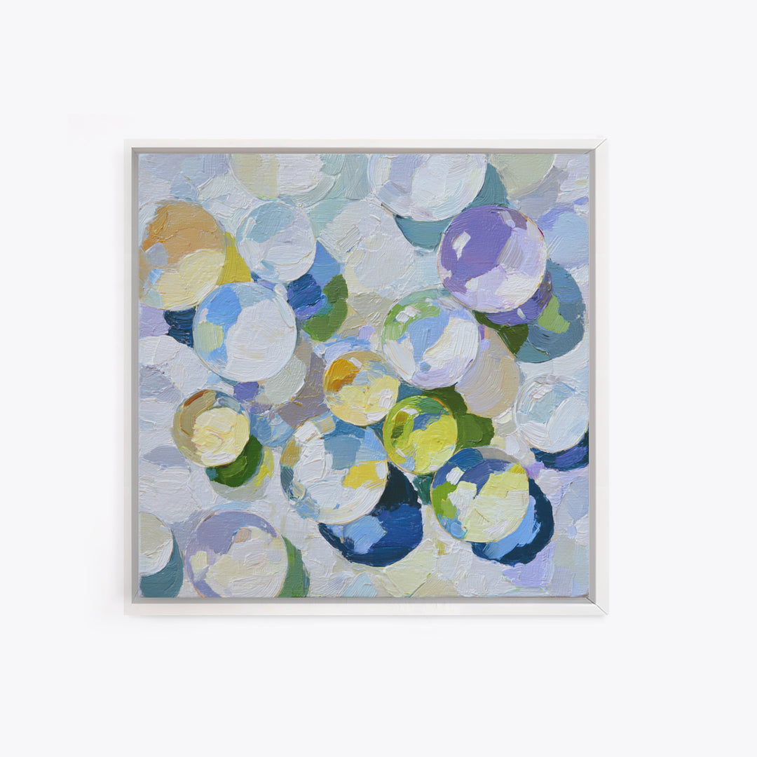 Soap Bubbles Rendered as Playful Abstract Circles Canvas Print, Laundry Room Art, Minimalist Wall Art, Living Room Decor, Clean, LRA-1x1-6