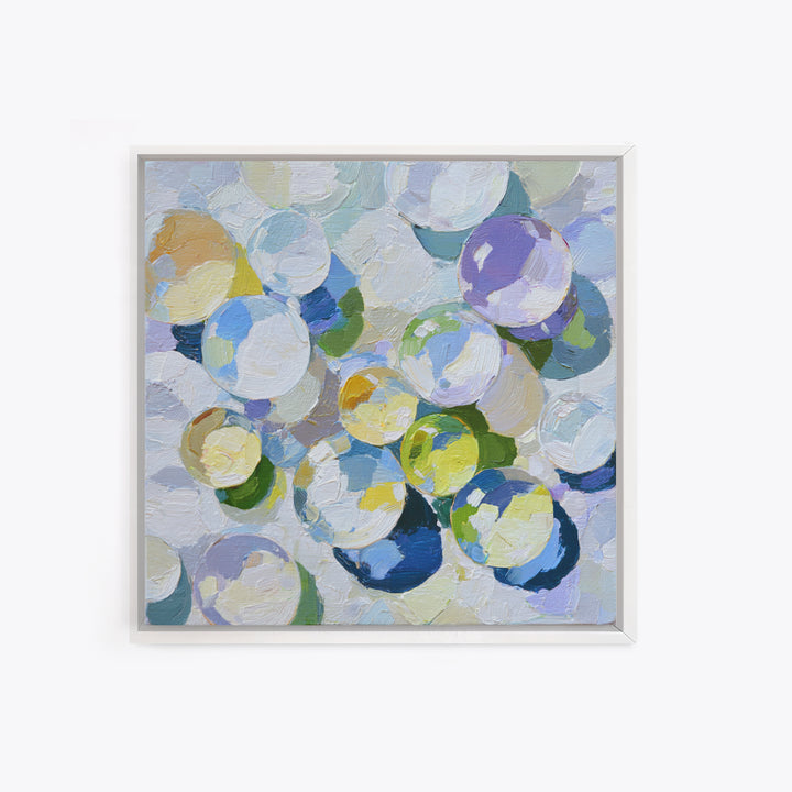 Soap Bubbles Rendered as Playful Abstract Circles Canvas Print, Laundry Room Art, Minimalist Wall Art, Living Room Decor, Clean, LRA-1x1-6