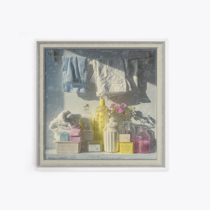 Farmhouse Laundry Sign Ornament Without Words Framed Canvas Print, Laundry Room Art, Gallery Decor, Living Room Decor, Clean, LRA-1x1-67