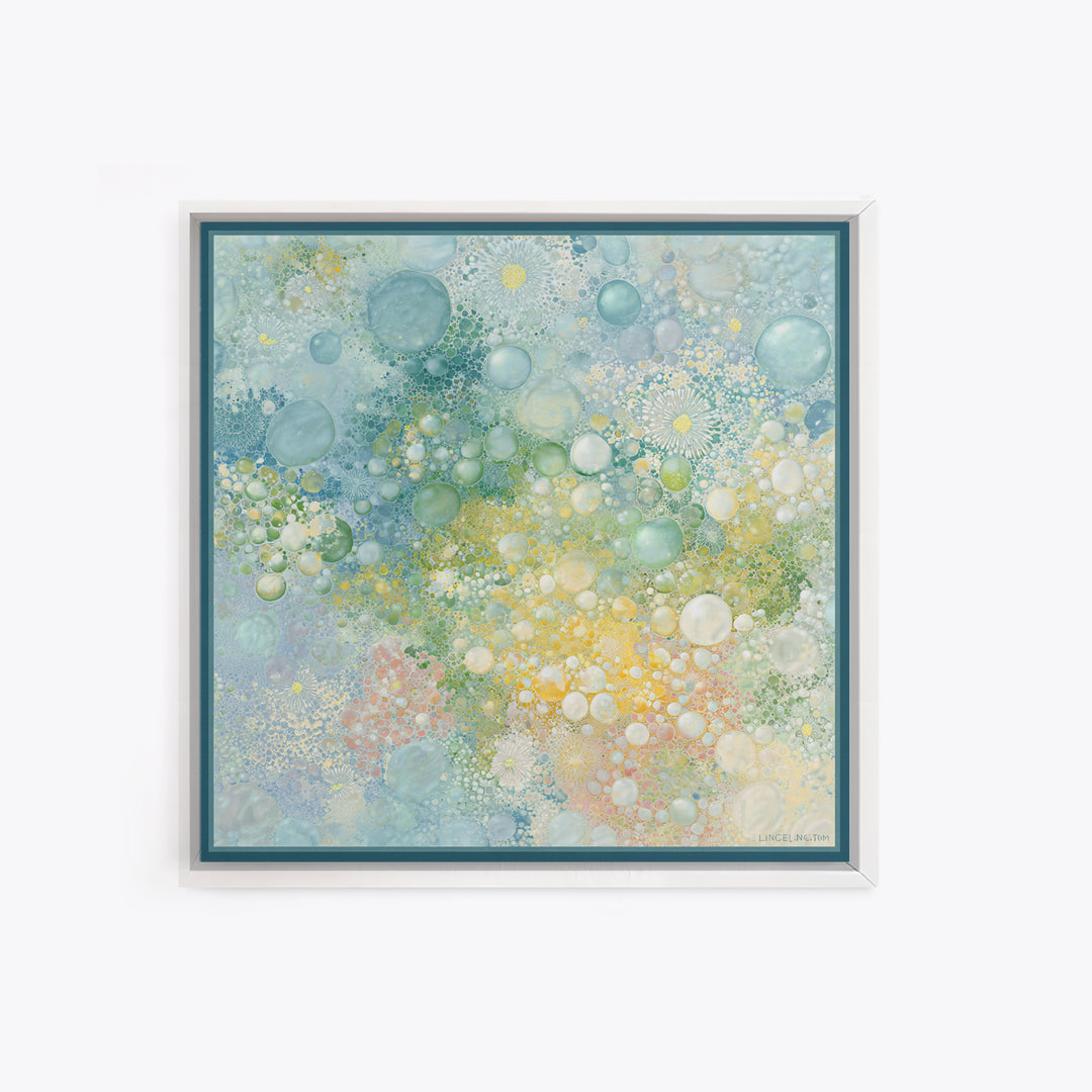 Abstract Suds and Bubbles Framed Canvas Print, Laundry Room Art, Downloadable Art, Living Room Decor, Fine Art, Clean, LRA-1x1-70