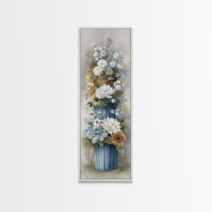 Blue Laundry Basket Canvas Print, Laundry Room Art, Room Decor, Living Room Decor, Fine Art, Clean, New Home Gift, LRA-1x3-17