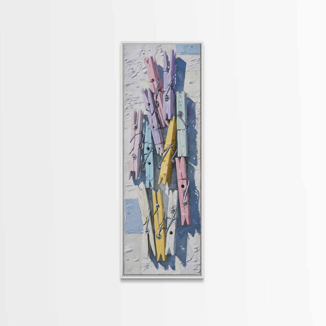 Cheerful Clothespins Arranged as Pattern Canvas Print, Laundry Room Art, Printable Wall Art, Living Room Decor, Fine Art, Clean, LRA-1x3-40