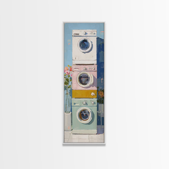 Washing Machine Icon Graphic Without Text Framed Canvas Print, Laundry Room Art, Apartment Wall Art, Living Room Decor, Clean, LRA-1x3-46