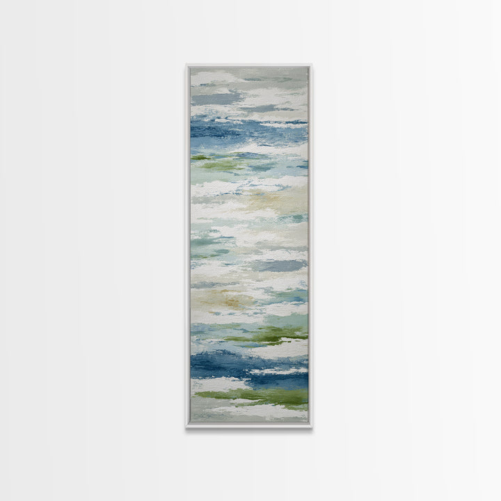 Clean Blue Water Ripple Abstraction Framed Canvas Print, Laundry Room Art, Living Room Decor, Abstract Art, Clean, LRA-1x3-54