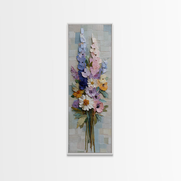 Clothespin Bouquet in Folk Art Style Canvas Print, Laundry Room Art, Digital Print, Living Room Decor, Fine Art, Clean, LRA-1x3-56