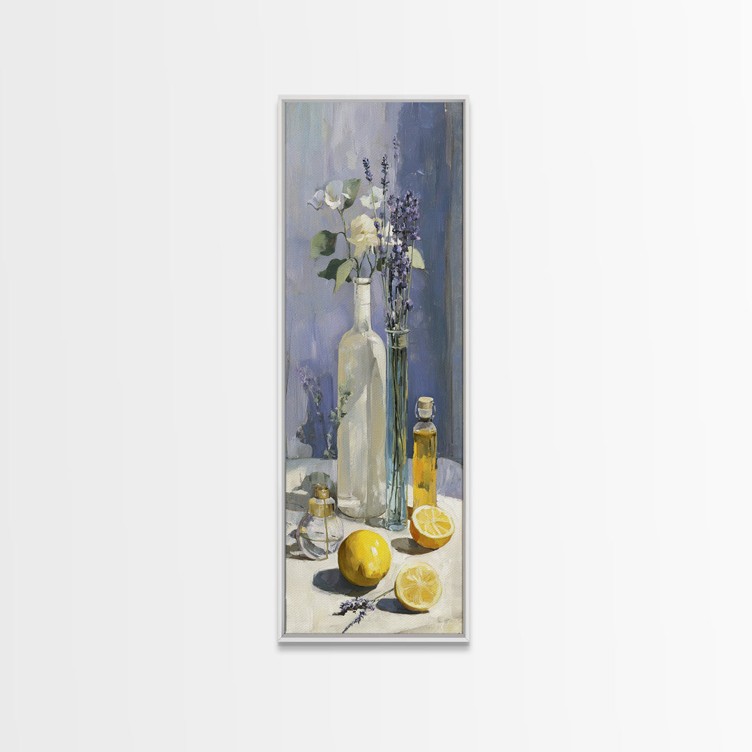 Lemon and Clean Linen Still Life Canvas Print, Laundry Room Art, Laundry Room Decor, Living Room Decor, Abstract Art, Clean, LRA-1x3-63