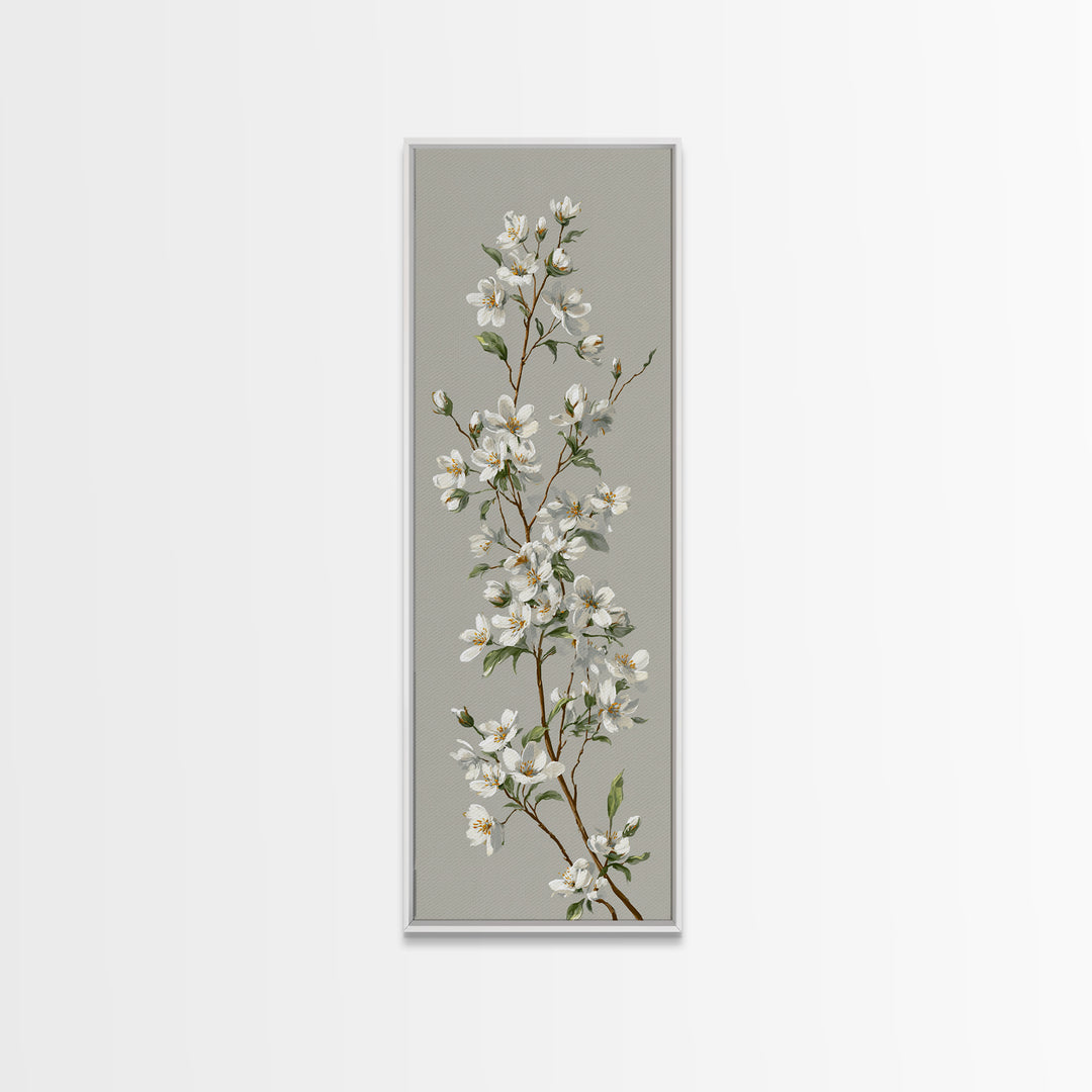 Fresh Cotton Branch Botanical Study Canvas Print, Laundry Room Art, Minimalist Wall Art, Living Room Decor, Fine Art, Clean, LRA-1x3-67