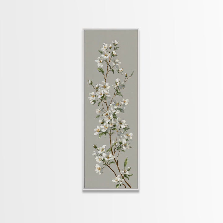 Fresh Cotton Branch Botanical Study Canvas Print, Laundry Room Art, Minimalist Wall Art, Living Room Decor, Fine Art, Clean, LRA-1x3-67