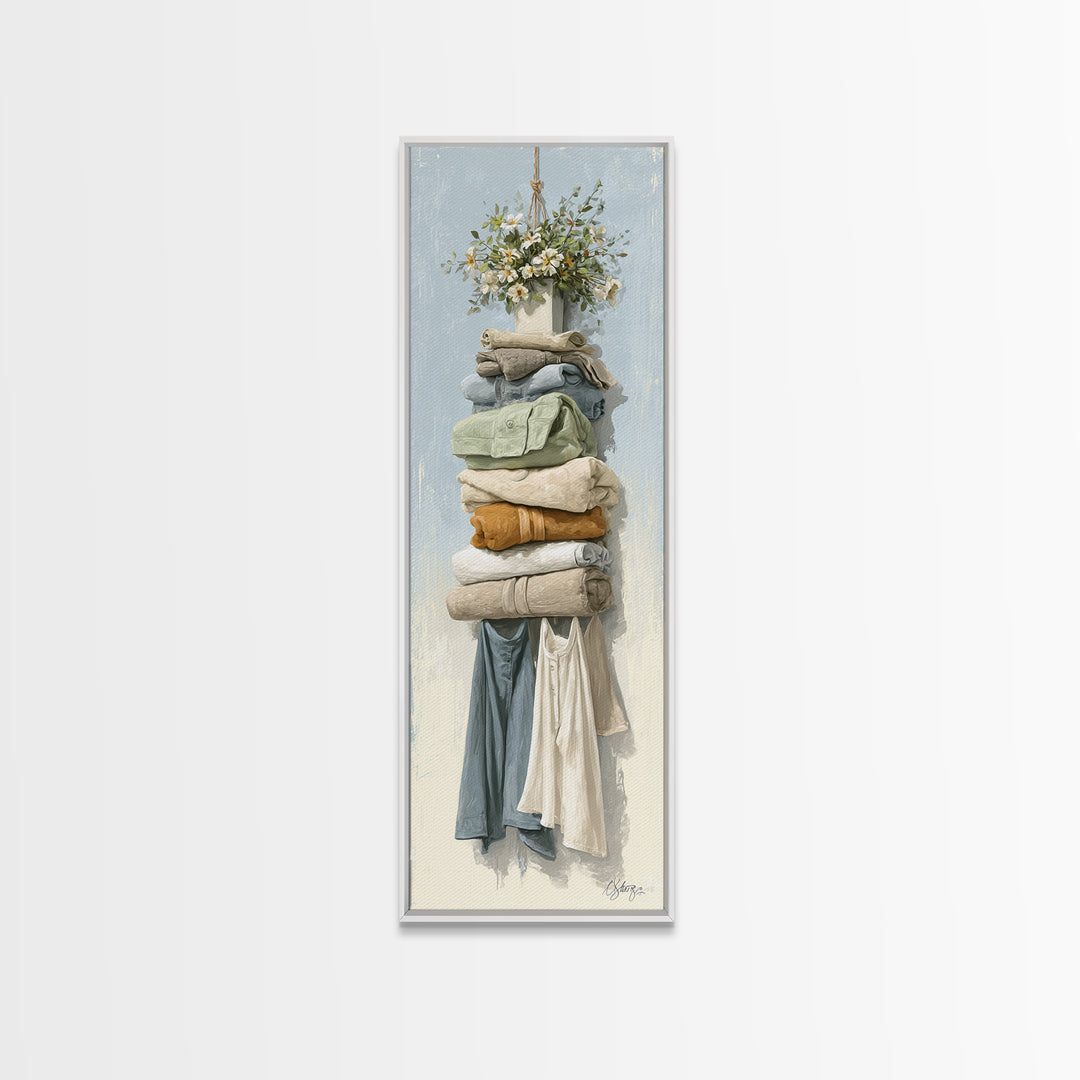 Farmhouse Laundry Sign Ornament Without Words Canvas Print, Laundry Room Art, Contemporary Art, Living Room Decor, Clean, LRA-1x3-7