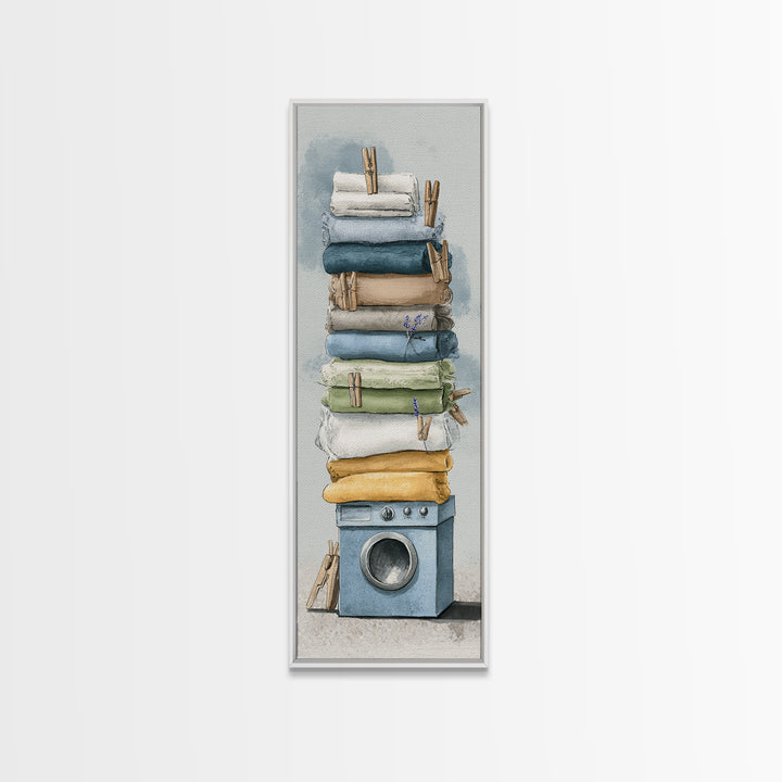 Washing Machine Icon Graphic Without Text Framed Canvas Print, Laundry Room Art, Apartment Wall Art, Living Room Decor, Clean, LRA-1x3-70