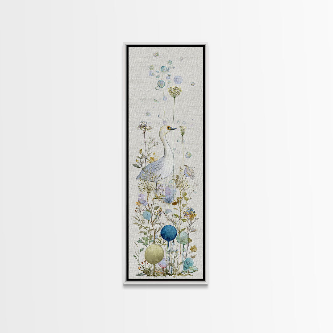 Duck and Bubbles Whimsical Watercolor Framed Canvas Print, Laundry Room Art, Farmhouse Wall Art, Living Room Decor, Clean, LRA-1x3-75